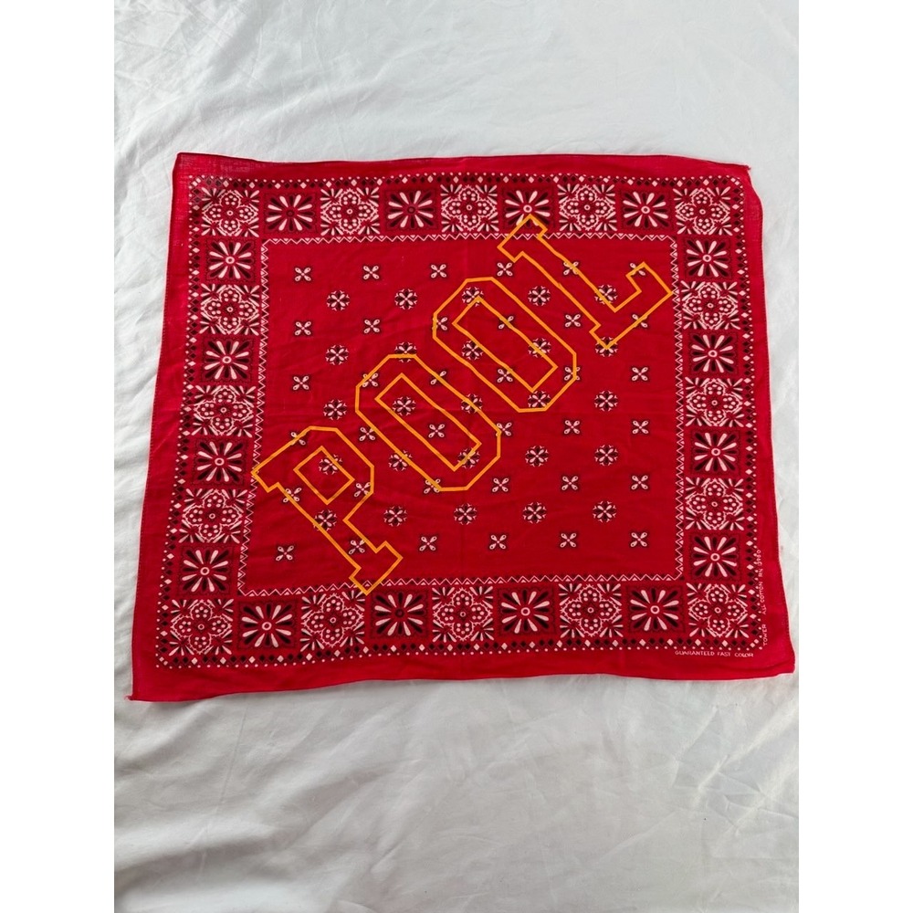 Tower Vintage Red Bandana POOL Print All Cotton RN 13960 AS IS